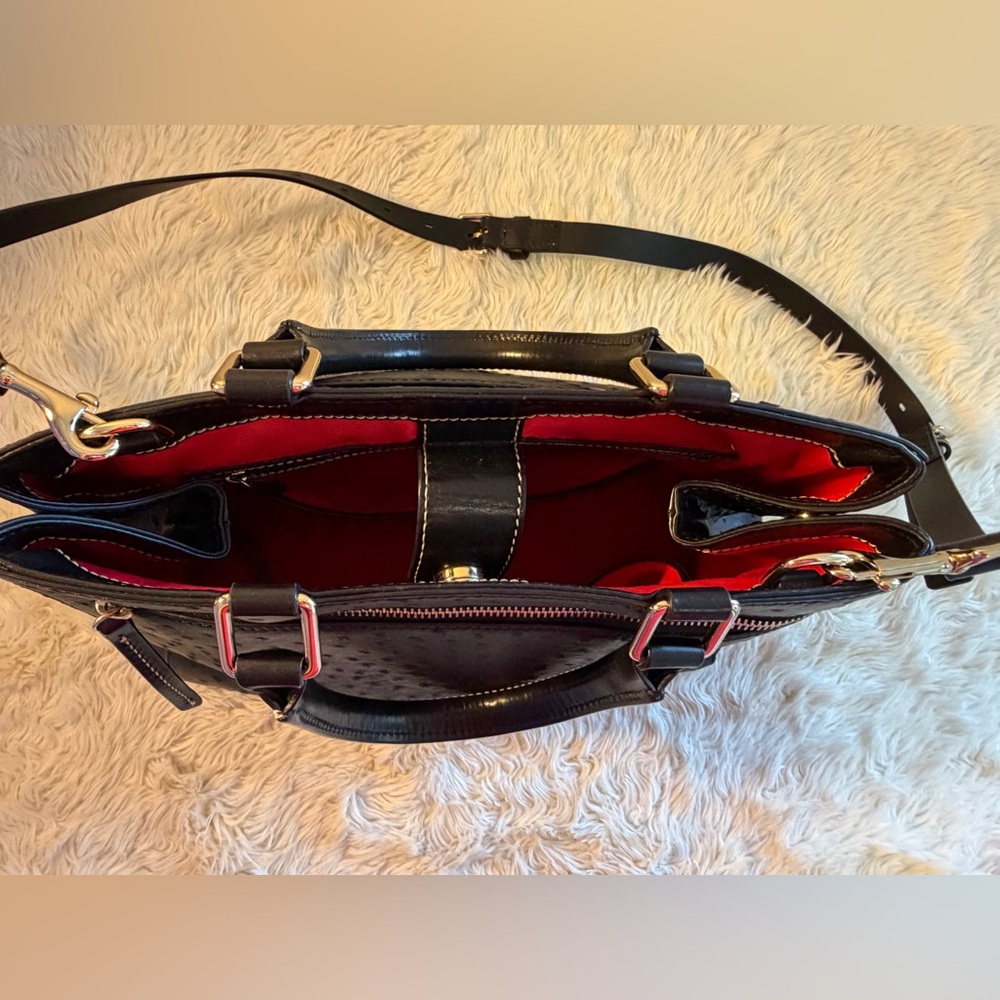 Dooney & Bourke Black Ostrich texture Leather Handbag - Picture 10 of 15